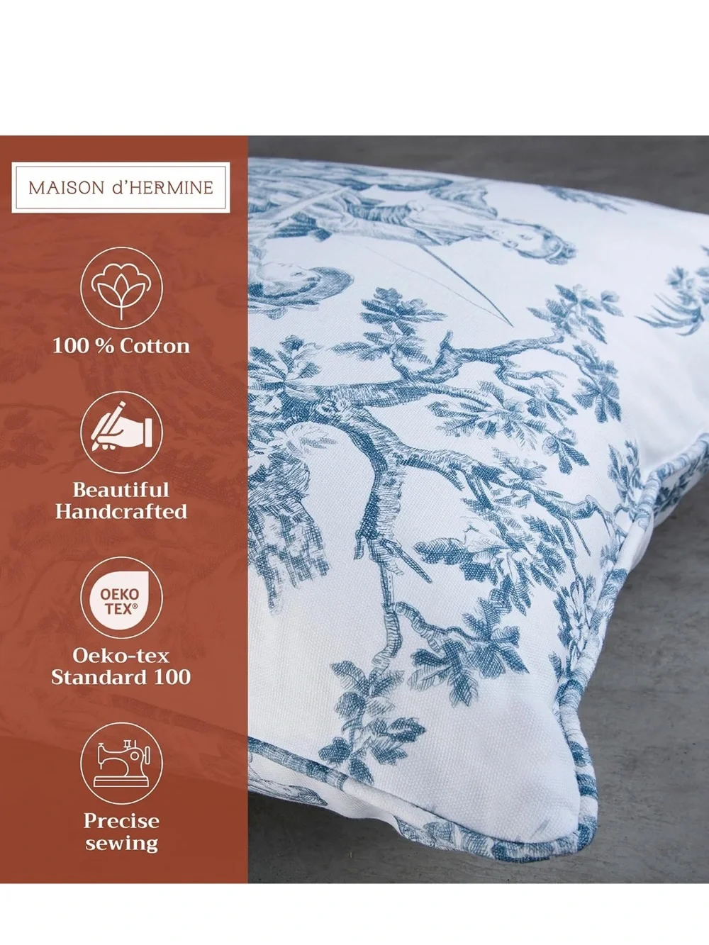 Toile  Blue and White Decorative Pillow Covers Pair -  NWOT